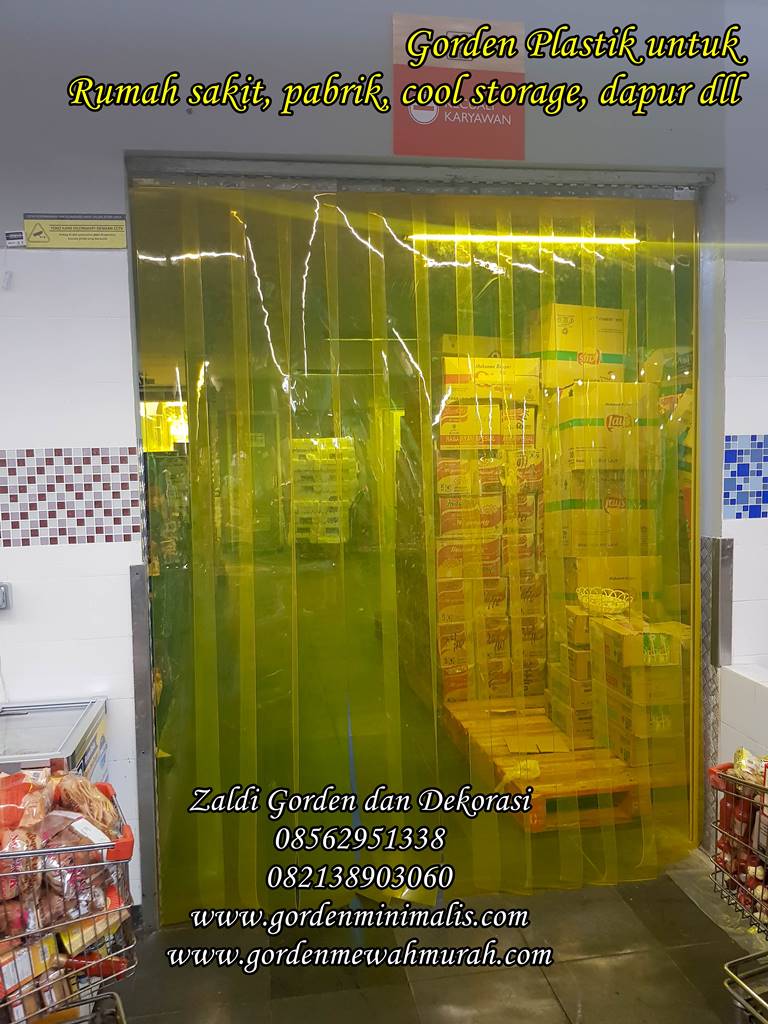 Tirai gorden plastik untuk pabrik gudang dapur rumah sakit ruang obat cool storage pendingin pvc strip curtain tirai bening di jakarta surabaya semarang bandung yogyakarta 
